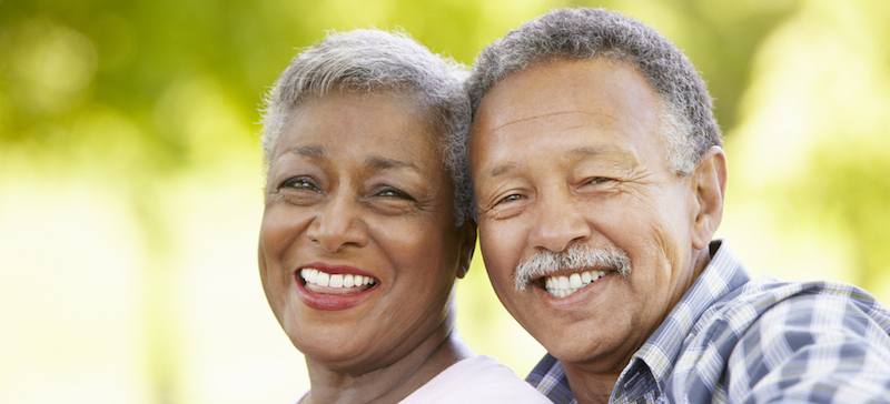 An old smiling couple